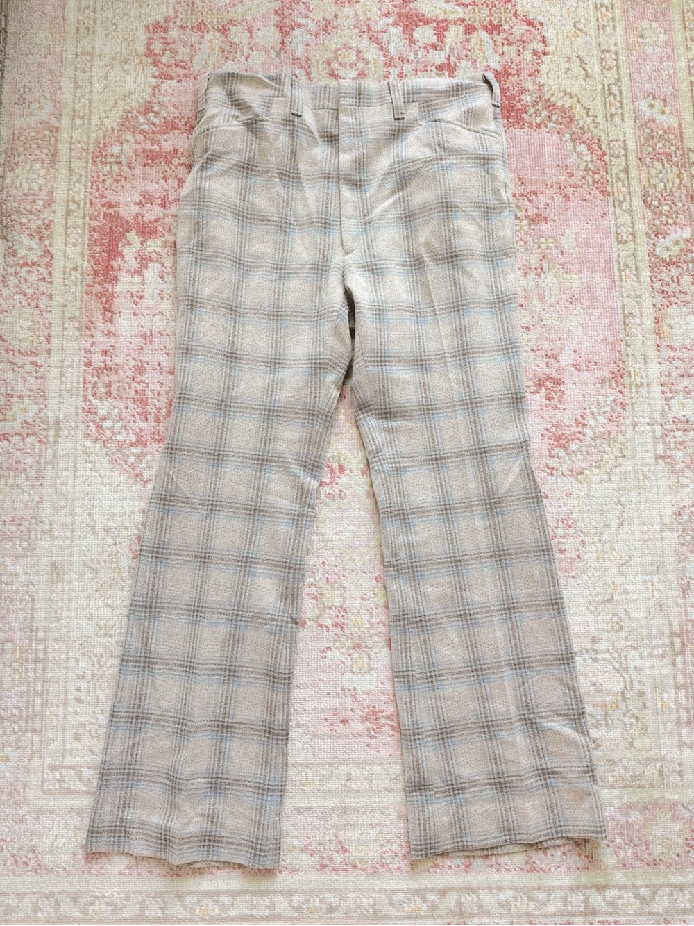 Men’s Vintage 1970s Striped Gray & Blue Pants